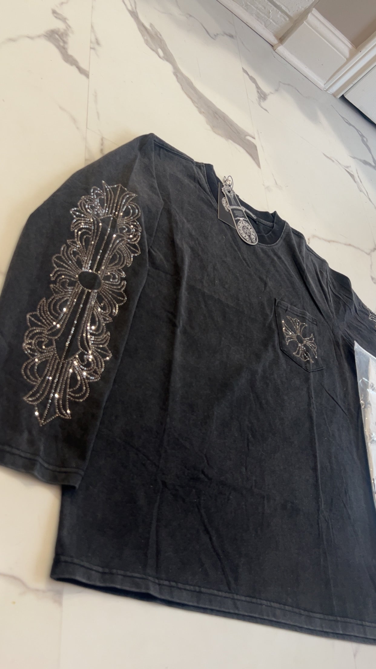 Rhinestone long sleeve T shirt