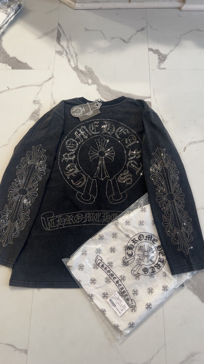 Rhinestone long sleeve T shirt