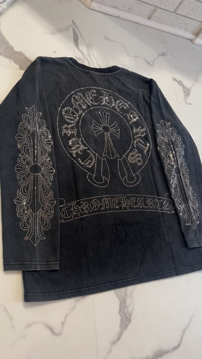 Rhinestone long sleeve T shirt